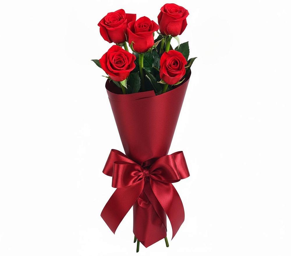 Букет 5 Красных роз Эдлесс Лав в Бабстово