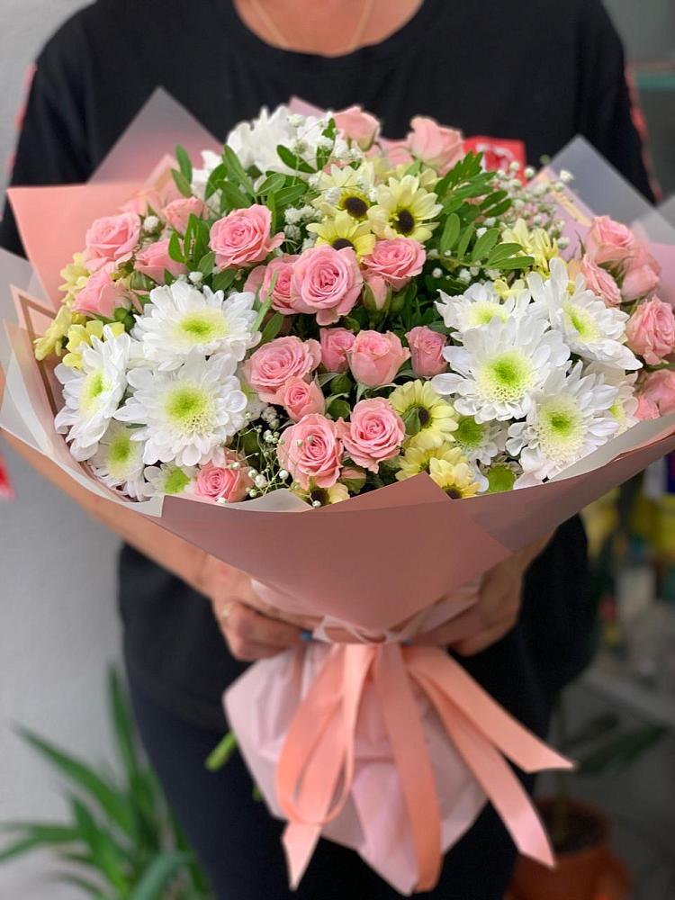 Букет цветов из: Розы и Хризантемы в Бабстово