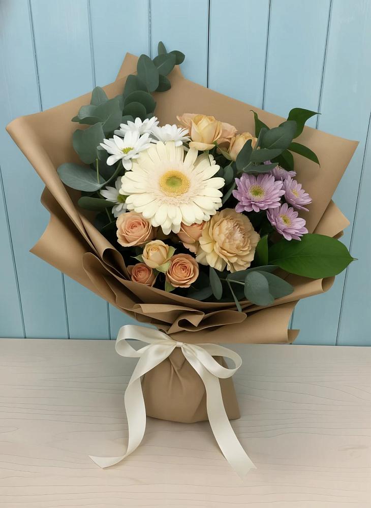 Букет цветов из: Герберы и Хризантемы в Бабстово