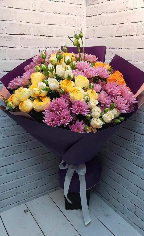 Букет цветов из: Хризантемы и Розы в Бабстово