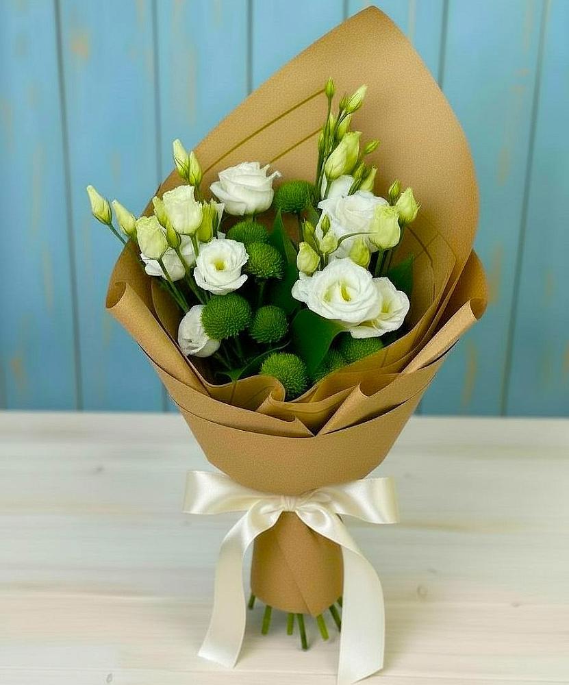 Букет цветов из: Хризантемы и Лизиантусы в Бабстово