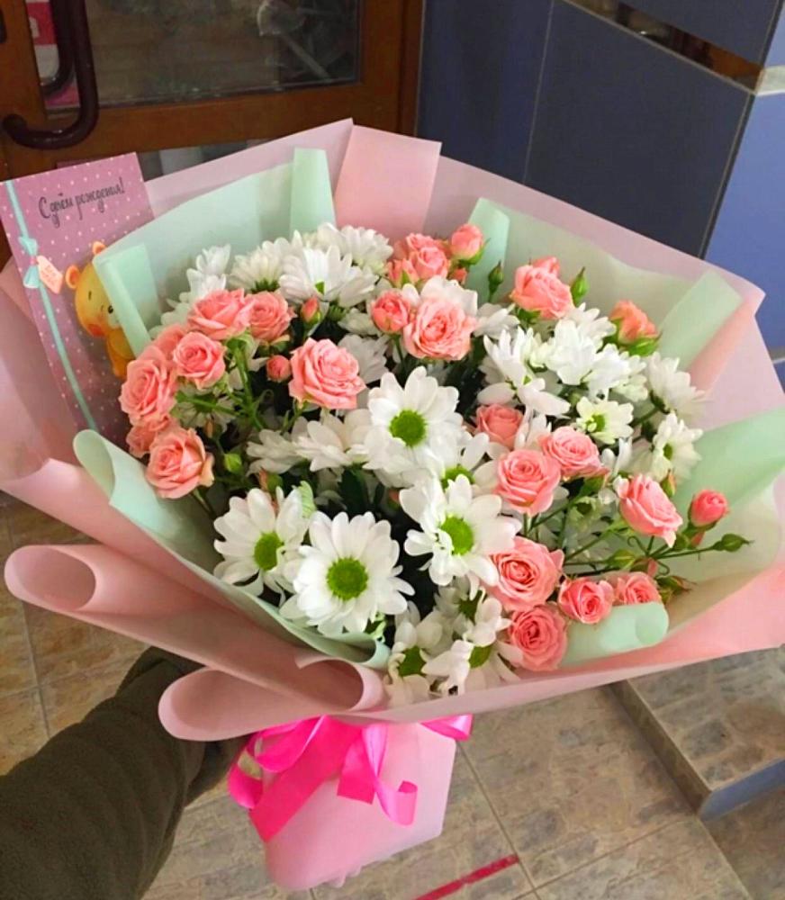 Букет цветов из: Розы и Хризантемы в Бабстово