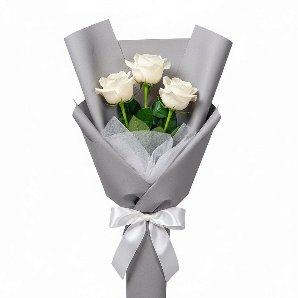 Букет 3 белые розы в Бабстово