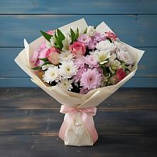Букет цветов из:  Хризантемы, Альстромерии и Розы в Бабстово
