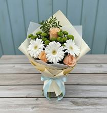 Букет цветов из:  Герберы, Розы и Хризантемы в Бабстово