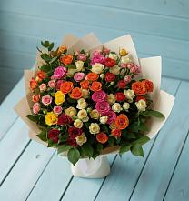 Букет Микс из разноцветных кустовых роз в Бабстово